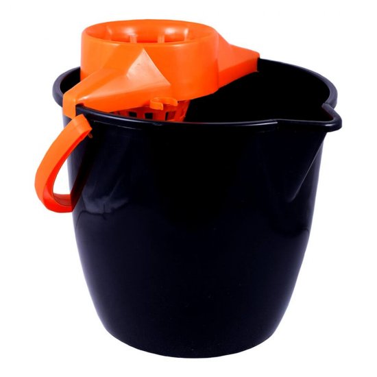 Galeata cu Storcator Misavan, 12 L, Rotunda, Negru cu Portocaliu, Galeata Misavan, Galeata Neagra cu Storcator Portocaliu, Galeata de Menaj, Galeata Menaj, Galeata pentru Menaj, Galeata pentru Mop, Galeata Mop, Galeata de Mop