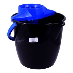 Galeata cu Storcator Misavan, 12 L, Rotunda, Negru cu Albastru, Galeata Misavan, Galeata Neagra cu Storcator Albastru, Galeata de Menaj, Galeata Menaj, Galeata pentru Menaj, Galeata pentru Mop, Galeata Mop, Galeata de Mop