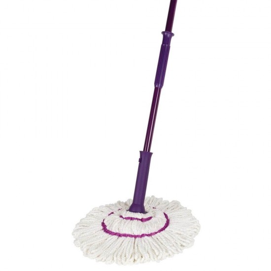 Mop din Microfibra OTI Click-Click cu Coada Metalica, Lungimea 130 cm, Culoare Alb/Mov, Mopuri cu Coada Metalica, Mop cu Coada Metalica, Mopuri din Microfibra, Articole pentru Uz Casnic, Accesorii pentru Uz Profesional, Accesorii Curatenie