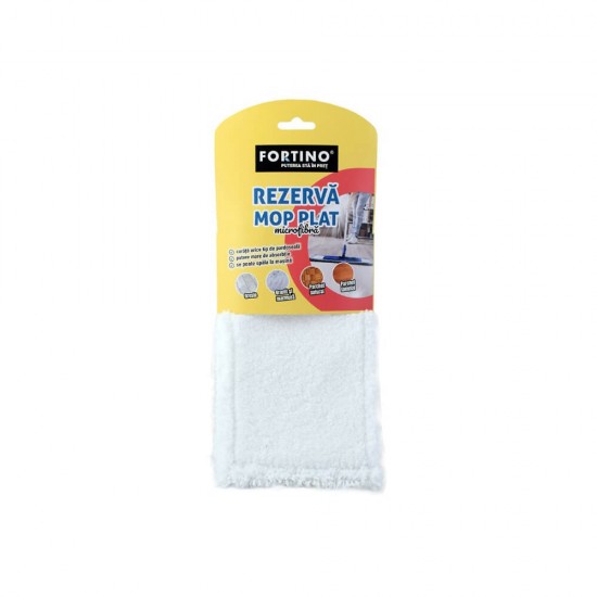 Rezerva Mop Plat Fortino, Microfibra, Alb, Rezerva Mop, Rezerva Mop Fortino, Rezerve Mopuri Plate Micofibra Fortino, Fortino Rezerve Mopuri Plate Curatenie Interior, Fortino Rezerve Mopuri din Microfibra, Rezerva Mop Plat Microfibra