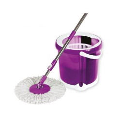 Set Curatenie Rotativ cu 2 Rezerve OTI, Polipropilena, Culoare Mov, Seturi de Curatenie pentru Casa, Galeata cu Centrifuga pentru Curatenie OTI, Galeti cu Centrifuga si Mop, Mop Vortex Rotativ, Mop Rotativ, Galeata si Mop Rotativ