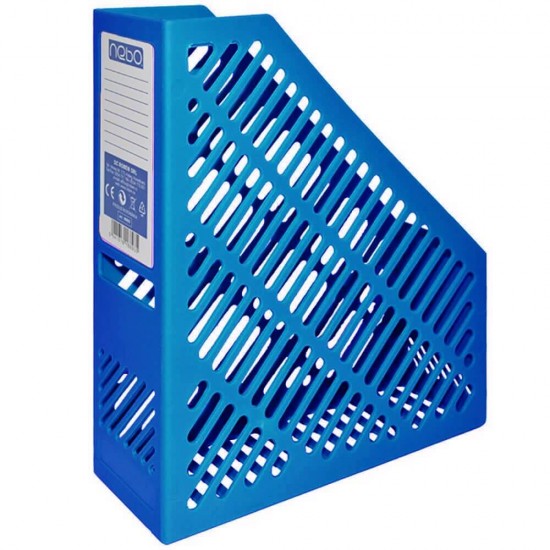 Suport Vertical din Plastic NEBO, Albastru, Dimensiuni 288x84x247 mm, Suport Documente, Suport Documente Albastru, Suport Documente din Plastic, Suport Documente Vertical, Organizator Documente, Organizator Reviste, Organizator Dosare