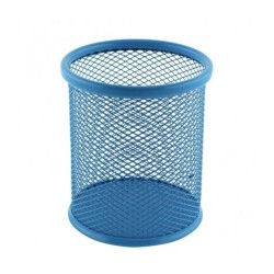 Suport Birou Cilindric Deli Vivid, 91x98 mm, Plasa Metalica Albastra, Suport pentru Pixuri, Suport pentru Pensule, Suport pentru Creioane, Suport pentru Markere, Suport Pixuri Birou, Organizator Pixuri, Organizator Instrumente de Scris Birou