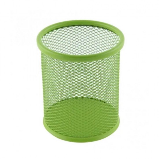 Suport Birou Cilindric Deli Vivid, 91x98 mm, Plasa Metalica Verde, Suport pentru Pixuri, Suport pentru Pensule, Suport pentru Creioane, Suport pentru Markere, Suport Pixuri Birou, Organizator Pixuri, Organizator Instrumente de Scris Birou