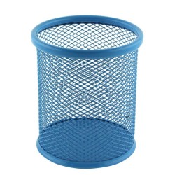 Suport Birou Cilindric ECADA, 9x10 cm, Plasa Metalica, Albastru, Suport pentru Pixuri, Suport pentru Pensule, Suport pentru Creioane, Suport pentru Markere, Suport Pixuri Birou, Organizator Pixuri, Suport Instrumente de Scris Birou
