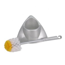 Set Toaleta cu Perie si Suport din Plastic OTI pentru Colt, Culoare Gri, Seturi de Toaleta, Perii pentru Toaleta, Set Perii WC, Set pentru Curatenie Baie, Accesorii pentru Toaleta, Perie pentru Vasul de Toaleta