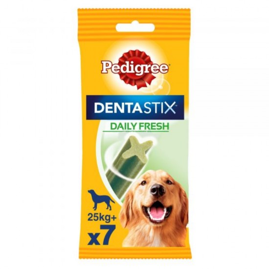 Sticks pentru Caini de Talie Mare, DentaStix Daily Fresh, Pedigree, 270 g, 7 buc, DentaStix Pedigree Caini Talie Mare, Sticks DentaStix Caini, DentaStix Daily Pedigree, Sticksuri pentru Caini Zilnice