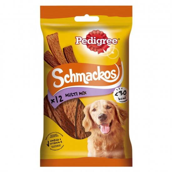 Recompense pentru Caini, Pedigree Schmackos, cu Multi Mix, 86 g, 12 buc, Recompense Caini, Pedigree Recompensa pentru Caini, Pedigree cu Multi Mix, Pedigree 86 gRecompense Caini Pedigree Schmackos, 86 g, cu Multi Mix, 12 Buc