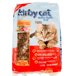 Hrana pentru Pisici Kirby Cat cu Curcan si Legume, 1.5kg, Hrana Pisici Kirby Cat, Hrana Pisici Adulte, Hrana pentru Pisici Adulte, Mancare pentru Pisici, Granule pentru Pisici, Bobite pentru Pisici