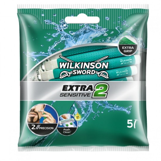 Set 5 Aparate de Ras Wilkinson Extra 2 Sensitive, cu 2 Lame, Lame de Barbierit, Lame pentru Ras, Aparat pentru Ras, Aparat pentru Barbierit, Aparat Wilkinson pentru Ras, Bicuri pentru Barbierit, Biguri de Ras pentru Femei, Biguri pentru Femei