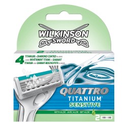 Set 2 Rezerve pentru Aparatul de Ras Quattro Titanium Sensitive Wilkinson, Lame de Ras, Lame Wilkinson, Lame Ras Wilkinson, Lame Ras Clasice, Lame de Ras Clasice, Lame de Ras Barbati, Lame de Ras pentru Barbati