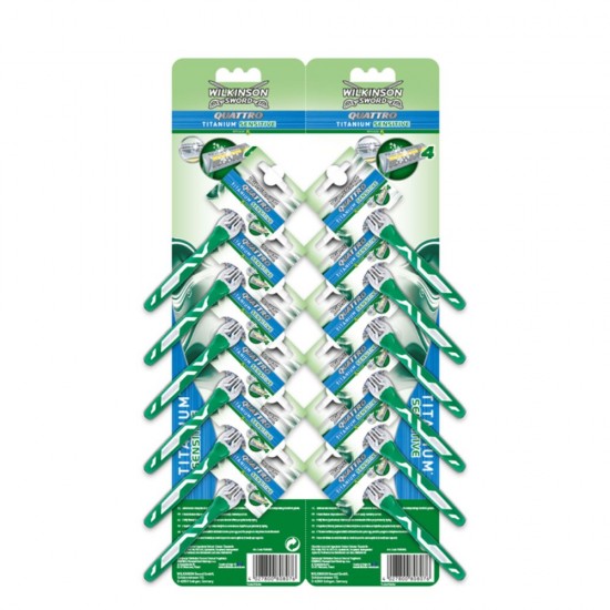 Set 12 Aparate de Ras Wilkinson Quattro Titanium Sensitive, Aparat de Ras, Aparate de Ras pentru Barbati, Aparat Ras Barbati, Aparate Ras Barbati, Lame Ras Barbati, Lame de Ras pentru Barbati, Set de Aparate de Ras, Aparat de Ras la Set