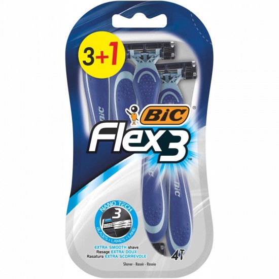 Set 4 Aparate de ras BIC Flex 3 cu 3 Lame, Lame de Barbierit, Lame pentru Ras, Aparat pentru Ras, Aparat pentru Barbierit, BIC pentru Ras, BIC pentru Barbierit