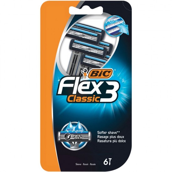 Set 6 Aparate de ras BIC Flex 3 Classic cu 3 Lame, Lame de Barbierit, Lame pentru Ras, Aparat pentru Ras, Aparat pentru Barbierit, BIC pentru Ras, BIC pentru Barbierit
