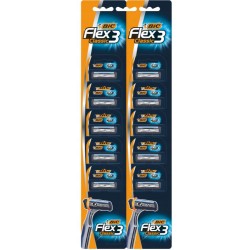 Set 10 Aparate de ras BIC Flex 3 Classic cu 3 Lame, Lame de Barbierit, Lame pentru Ras, Aparat pentru Ras, Aparat pentru Barbierit, BIC pentru Ras, BIC pentru Barbierit