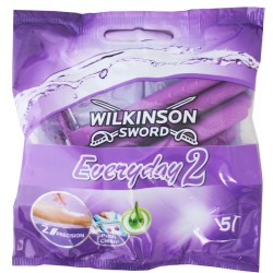 Set 5 Aparate de Ras Wilkinson Everyday 2, pentru Femei, cu 2 Lame, Lame de Epilat, Lame pentru Ras, Aparat pentru Ras, Aparat pentru Epilat Picioare, Aparat Wilkinson pentru Ras, Bicuri pentru Ras, Biguri de Ras pentru Femei, Biguri pentru Femei