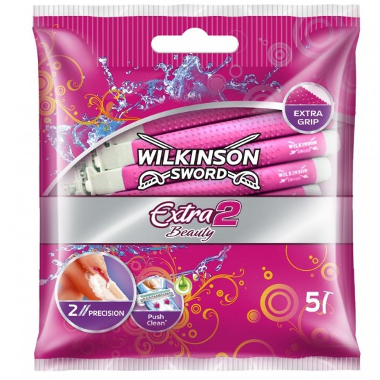 Set 5 Aparate de Ras Wilkinson Extra 2 Beauty, pentru Femei, cu 2 Lame, Lame de Epilat, Lame pentru Ras, Aparat pentru Ras, Aparat pentru Epilat Picioare, Aparat Wilkinson pentru Ras, Bicuri pentru Ras, Biguri de Ras pentru Femei, Biguri pentru Femei