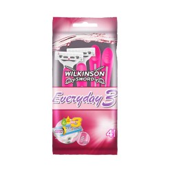 Set 4 Aparate de Ras Wilkinson Everyday 3, pentru Femei, cu 3 Lame, Lame de Epilat, Lame pentru Ras, Aparat pentru Ras, Aparat pentru Epilat Picioare, Aparat Wilkinson pentru Ras, Bicuri pentru Ras, Biguri de Ras pentru Femei, Biguri pentru Femei