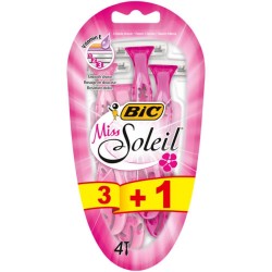 Set 3+1 Aparate de Ras BIC Miss Soleil cu 3 Lame, Lame Inoxidabile, Lame pentru Ras, Lame de Ras pentru Femei, Set Lame de Ras, Lame de Epilat Femei, Aparate de Ras pentru Femei cu 3 Lame, Aparate de Epilat pentru Femei cu Lame Triple