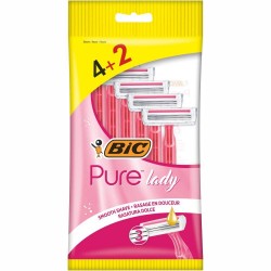 Set 6 Aparate de Ras BIC Pure cu 3 Lame, Roz, Lame Inoxidabile, Lame pentru Ras, Lame de Ras pentru Femei, Set Lame de Ras, Lame de Epilat Femei, Aparate de Ras pentru Femei cu 3 Lame, Aparate de Epilat pentru Femei cu Lame Triple