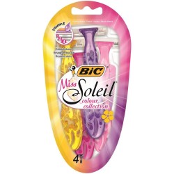 Set 4 Aparate de Ras BIC Miss Soleil Special Edition cu 3 Lame, Lame Inoxidabile, Lame pentru Ras, Lame de Ras pentru Femei, Set Lame de Ras, Lame de Epilat Femei, Aparate de Ras pentru Femei cu 3 Lame, Aparate de Epilat pentru Femei cu Lame Triple