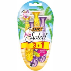 Set 3+1 Aparate de Ras BIC Miss Soleil Special Edition cu 3 Lame, Lame Inoxidabile, Lame pentru Ras, Lame de Ras pentru Femei, Set Lame de Ras, Lame de Epilat Femei, Aparate de Ras pentru Femei cu 3 Lame, Aparate de Epilat pentru Femei cu Lame Triple