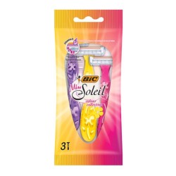 Set 3 Aparate de Ras BIC Miss Soleil Colour Collection cu 3 Lame, Lame Inoxidabile, Lame pentru Ras, Lame de Ras pentru Femei, Set Lame de Ras, Lame de Epilat Femei, Aparate de Ras pentru Femei cu 3 Lame, Aparate de Epilat pentru Femei cu Lame Triple