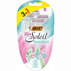 Set 3+1 Aparate de Ras BIC Miss Soleil Sensitive cu 3 Lame, Lame pentru Ras, Lame de Ras pentru Femei, Set Lame de Ras, Lame de Epilat Femei, Aparate de Ras pentru Femei cu 3 Lame, Aparate de Epilat pentru Femei cu Lame Triple