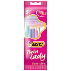 Set 5 Aparate de Ras BIC Twin Lady cu 2 Lame, Lame Inoxidabile, Lame pentru Ras, Lame de Ras pentru Femei, Set Lame de Ras, Lame de Epilat Femei, Aparate de Ras pentru Femei cu 2 Lame, Aparate de Epilat pentru Femei cu Lame Duble