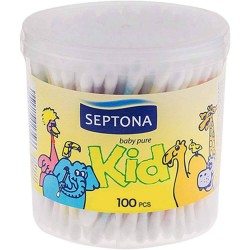 Betisoare Urechi Septona Kids, Bumbac Natural, 100 Buc/Set, Culoare Alba, Betisoare Cosmetice, Betisoare pentru Urechi Copii, Betisoare Igiena Urechi Copii, Betisoare din Bumbac pentru Urechi, Betisoare Curatare Urechi, Articole de Igiena