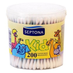 Betisoare Urechi Septona Kids, Bumbac Natural, 200 Buc/Set, Culoare Alba, Betisoare Cosmetice, Betisoare pentru Urechi Copii, Betisoare Igiena Urechi Copii, Betisoare din Bumbac pentru Urechi, Betisoare Curatare Urechi, Articole de Igiena
