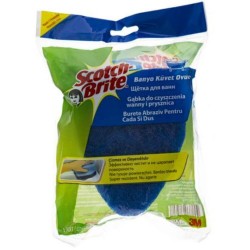 Burete Abraziv SCOTCH BRITE, pentru Cada si Dus, Culoare Albastra, Burete Curatare Cada, Burete pentru Curatat Dusul, Bureti Abrazivi pentru Baie, Bureti Abrazivi pentru Baie Scotch-Brite, Accesorii Menaj
