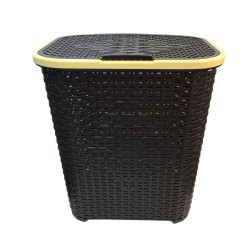 Cos de Rufe STERK, 46x36x51 cm, cu Capac, Rattan Maro, Cosuri Rattan pentru Rufe, Cos din Rattan pentru Rufe cu Capac, Cos Mare pentru Rufe cu Capac, Cos din Rattan pentru Haine, Accesorii Baie, Cos Depozitare Haine cu Capac