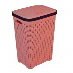 Cos de Rufe STERK, 46x36x51 cm, cu Capac, Rattan Rosu, Cosuri Rattan pentru Rufe, Cos din Rattan pentru Rufe cu Capac, Cos Mare pentru Rufe cu Capac, Cos din Rattan pentru Haine, Accesorii Baie, Cos Depozitare Haine cu Capac