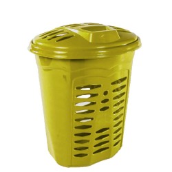 Cos de Rufe STERK, 52x35x45 cm, cu Capac, Plastic Galben, Cosuri pentru Rufe din Plastic, Cos pentru Rufe cu Capac, Cos Mare pentru Rufe cu Capac, Cos din Plastic pentru Haine, Accesorii Baie, Cos Depozitare Haine cu Capac