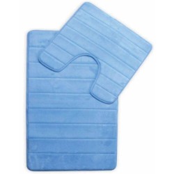 Set 2 Covorase Baie si WC OPTIM DEKO, 80x50 cm, Spuma Memorie, Albastru Deschis, Covorase pentru Baie,  Set Covorase Baie si WC, Set Covorase de Baie cu Spuma Memorie, Covorase de Baie cu Spuma Memorie, Pres pentru Baie, Presuri de Baie cu Spuma Memorie
