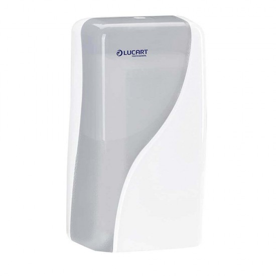 Dispenser Hartie Igienica Pliata, 28x15.1x13.3 cm, Plastic, Culoare Alba, Dispensere Hartie Igienica Lucart, Dispensere pentru Hartie Igienica Pliata, Dispensere pentru Hartie Igienica, Dispenser pentru Uz Profesional, Articole Profesionale de Igiena