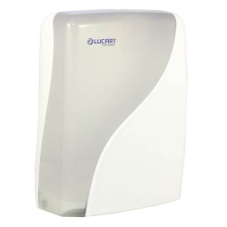 Dispenser Prosoape Pliate, 38.8x30.5x13 cm, Plastic, Culoare Alba, Dispensere Prosoape Lucart, Dispensere pentru Prosoape din Hartie Pliate, Dispensere pentru Prosoape Hartie, Dispenser pentru Uz Profesional, Articole Profesionale de Igiena