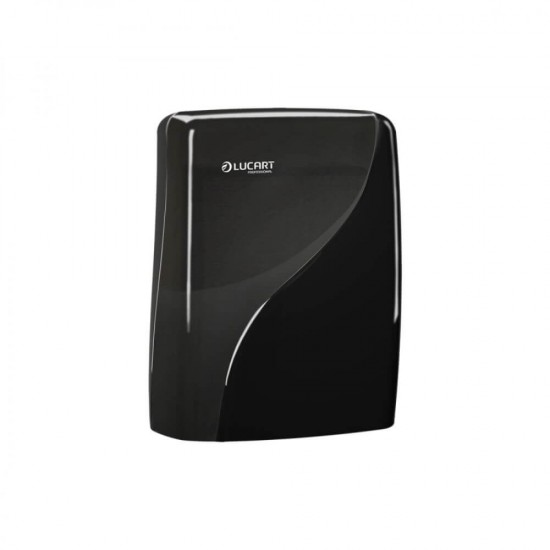 Dispenser Prosoape Pliate, 38.8x30.5x13 cm, Plastic, Culoare Neagra, Dispensere Prosoape Lucart, Dispensere pentru Prosoape din Hartie Pliate, Dispensere pentru Prosoape Hartie, Dispenser pentru Uz Profesional, Articole Profesionale de Igiena