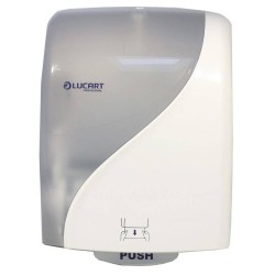 Dispenser Lucart Prosoape, 38x29x22 cm, Plastic, Culoare Alba, Dispenser pentru Prosoape, Dispensere pentru Prosoape Hartie, Dispenser pentru Uz Profesional, Dispenser din Plastic pentru Role Hartie, Articole Profesionale de Igiena