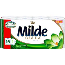 Hartie Igienica MILDE Energy Green PREMIUM, 3 Straturi, 16 Role/Set, Hartie 3 Straturi, Hartie Igienica Parfumata, Hartie Igienica 3 Straturi, Hartie MILDE