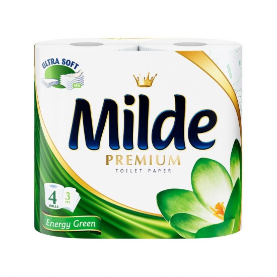 Hartie Igienica MILDE Energy Green PREMIUM, 3 Straturi, 4 Role/Bax, Hartie 3 Straturi, Hartie Igienica Parfumata, Hartie Igienica 3 Straturi, Hartie MILDE