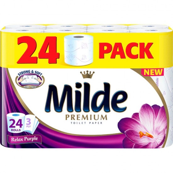 Hartie Igienica MILDE Relax Purple PREMIUM, 3 Straturi, 24 Role/Bax, Hartie 3 Straturi, Hartie Igienica Parfumata, Hartie Igienica 3 Straturi, Hartie MILDE