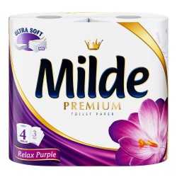 Hartie Igienica MILDE Relax Purple PREMIUM, 3 Straturi, 4 Role/Bax, Hartie 3 Straturi, Hartie Igienica Parfumata, Hartie Igienica 3 Straturi, Hartie MILDE