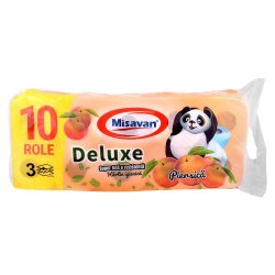 Hartie Igienica Misavan Deluxe, 10 Role/Set, 3 Straturi, Parfum de Piersica, Hartie Igienica WC, Hartie Igienica cu Model, Hartie Igienica Misavan Deluxe, Hartie Igienica cu Parfum, Hartie Igienica Alba, Hartie Igienica Alba Misavan