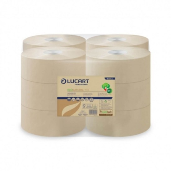 Hartie Igienica Lucart Eco Natural, 2 Straturi, 12 Role/Bax, 405 Foi/Rola, Lungime 150 m, Hartie Igienica fara Parfum, Hartie Igienica la Bax, Hartie Igienica Alba, Hartie Igienica Jumbo, Hartie Igienica Eco