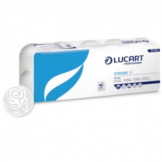 Hartie Igienica Lucart Strong Professional, 3 Straturi, 10 Role/Bax, 120 Foi/Rola, 15 m, Culoare Alba, Hartie Igienica fara Parfum, Hartie Igienica la Bax, Hartie Igienica Alba, Articole de Igiena