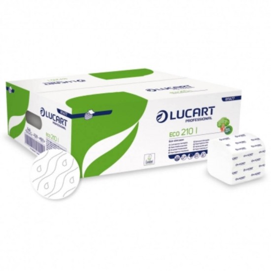 Hartie Igienica Pliata Lucart Eco, 2 Straturi, 40 Pachete/Bax, 10x21 cm, 210 Foi/Pachet, Culoare Alba, Hartie Igienica fara Parfum, Hartie Igienica la Bax, Hartii Igienice Pliate, Hartie Igienica Eco, Hartie Igienica Alba