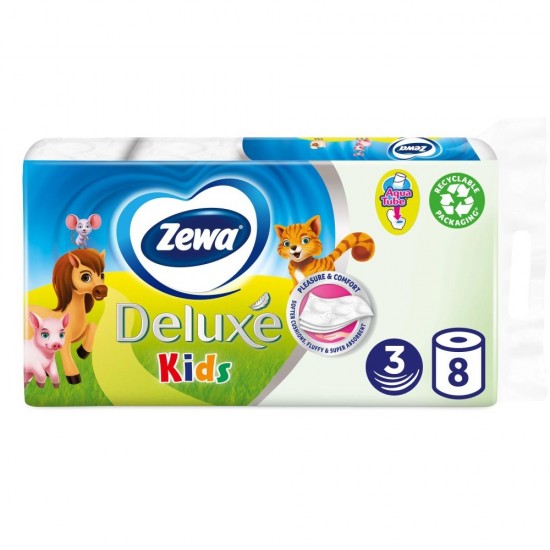 Hartie Igienica Zewa Deluxe Kids in 3 straturi, 8 Role/Bax, Ideala pentru Copii, Hartie Igienica la Bax, Bax de Hartie Igienica, Hartie Igienica pentru Copii, Baxuri de Hartie Igienica pentru Copii 