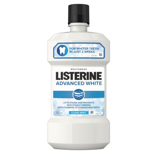 Apa de Gura Listerine Advanced White, Fara Alcool, 500 ml, Aroma de Menta, Apa de Gura Listerine, Apa de Gura cu Menta, Produse Ingrijire Dentara, Ingrijire Orala, Produse pentru Sanatate Dentara, Ingrijire si Protectie Dentara